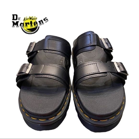 New in Box DR. MARTENS Myles Black Brando Leather Buckle Slide Sandals 13 main image 6